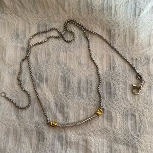 Petite X Bar Station Necklace in Sterling Silver with 18K Yellow Gold